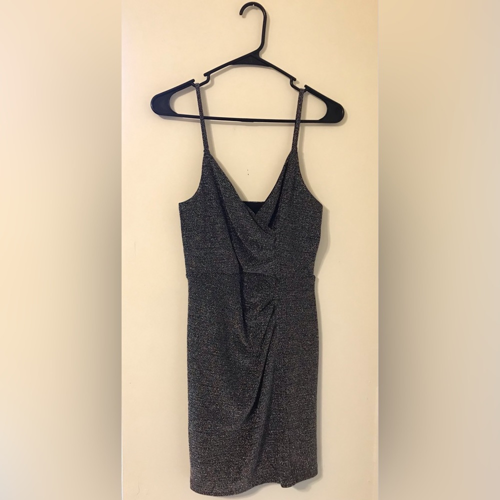 Express Dress Black Multi Color Glitter New Years